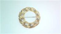 Brooch Sommer Woman in Yellow Gold Diamante 0.05 Ct GHIRLANDA FOGLIE E STELLE - GHIRLANDA FOGLIE E STELLE
